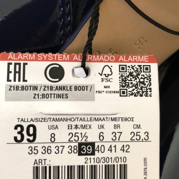 Zara Navy Ankle Boots with Clear Heels - Picture 7 of 8